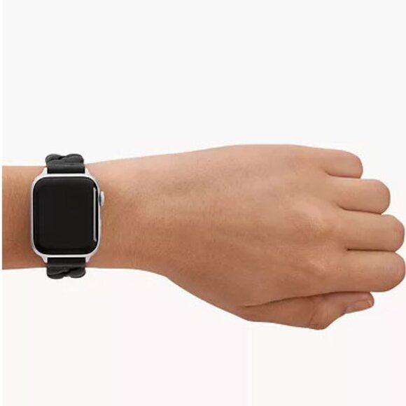 Kate Spade NY BLACK Leather Braided Apple Watch Band 38/40/41/42/44/45/49mm - Picture 3 of 6